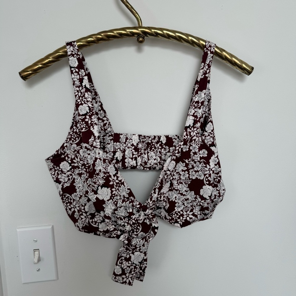 Zara  floral tie up bralette/crop top S - Picture 2 of 5